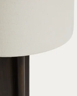 Kave Home Tafellamp Niani Rubberhout Donkerbruin Katoen Ø30cm