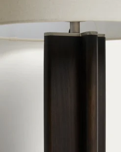 Kave Home Tafellamp Niani Rubberhout Donkerbruin Katoen Ø30cm