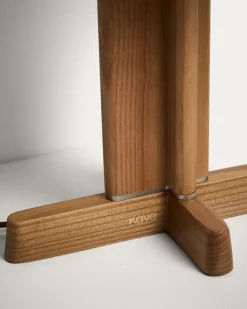 Kave Home Tafellamp Niani Rubberhout Naturel Katoen Ø30cm