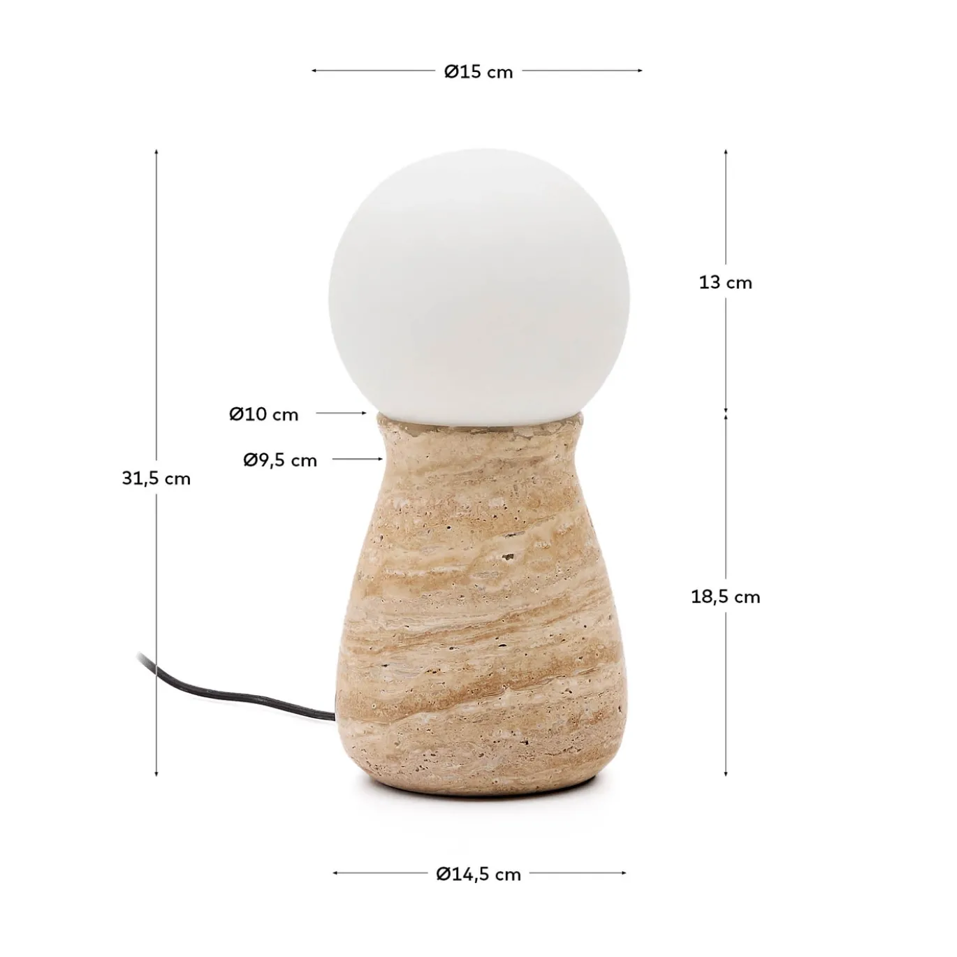 Kave Home Tafellamp Okeni Travertin En Glas