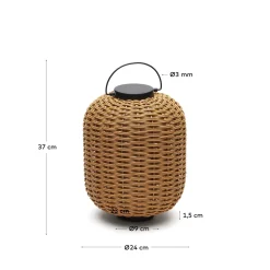 Kave Home Tafellamp Saranella Klein Draagbaar Bruin Rotan
