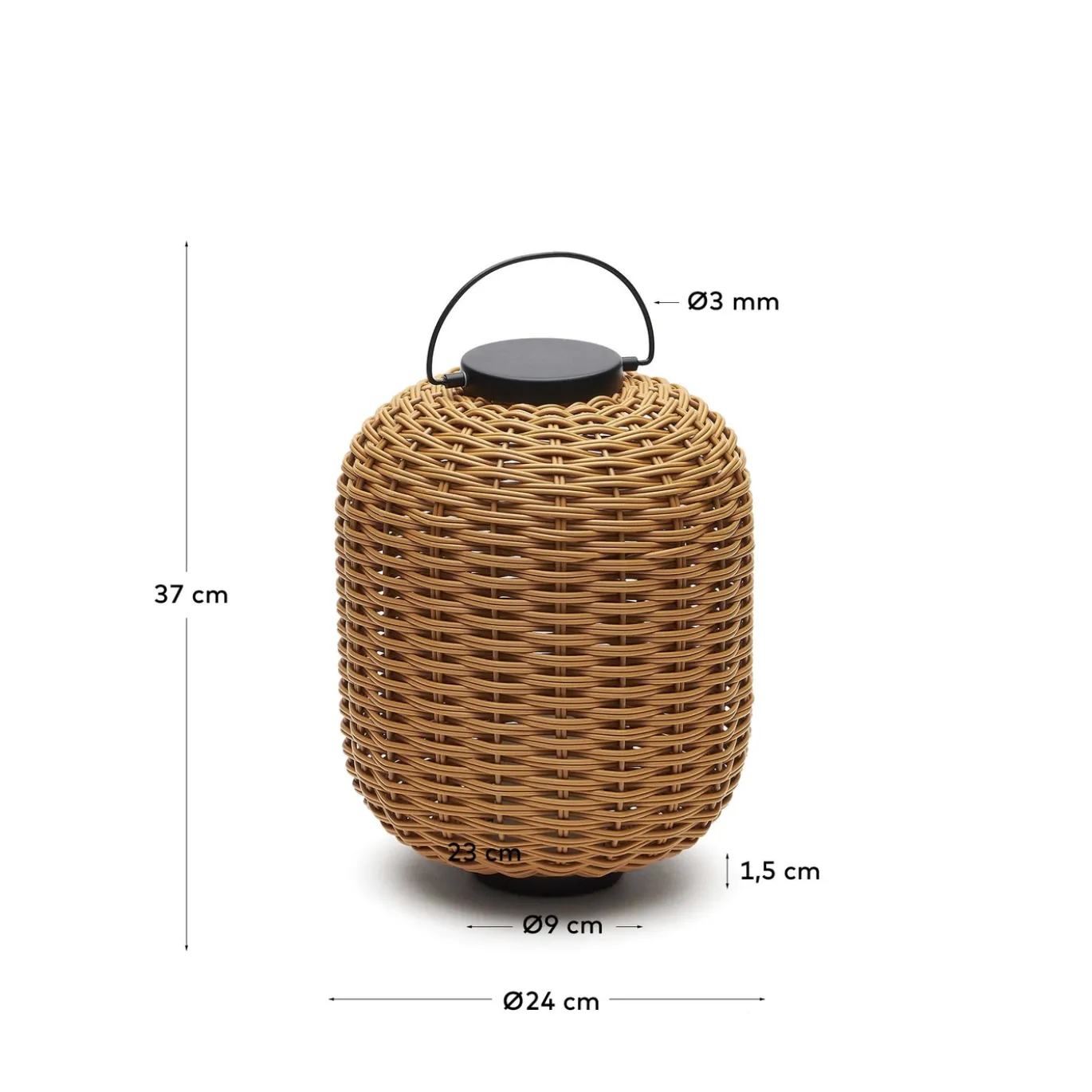 Kave Home Tafellamp Saranella Klein Draagbaar Bruin Rotan