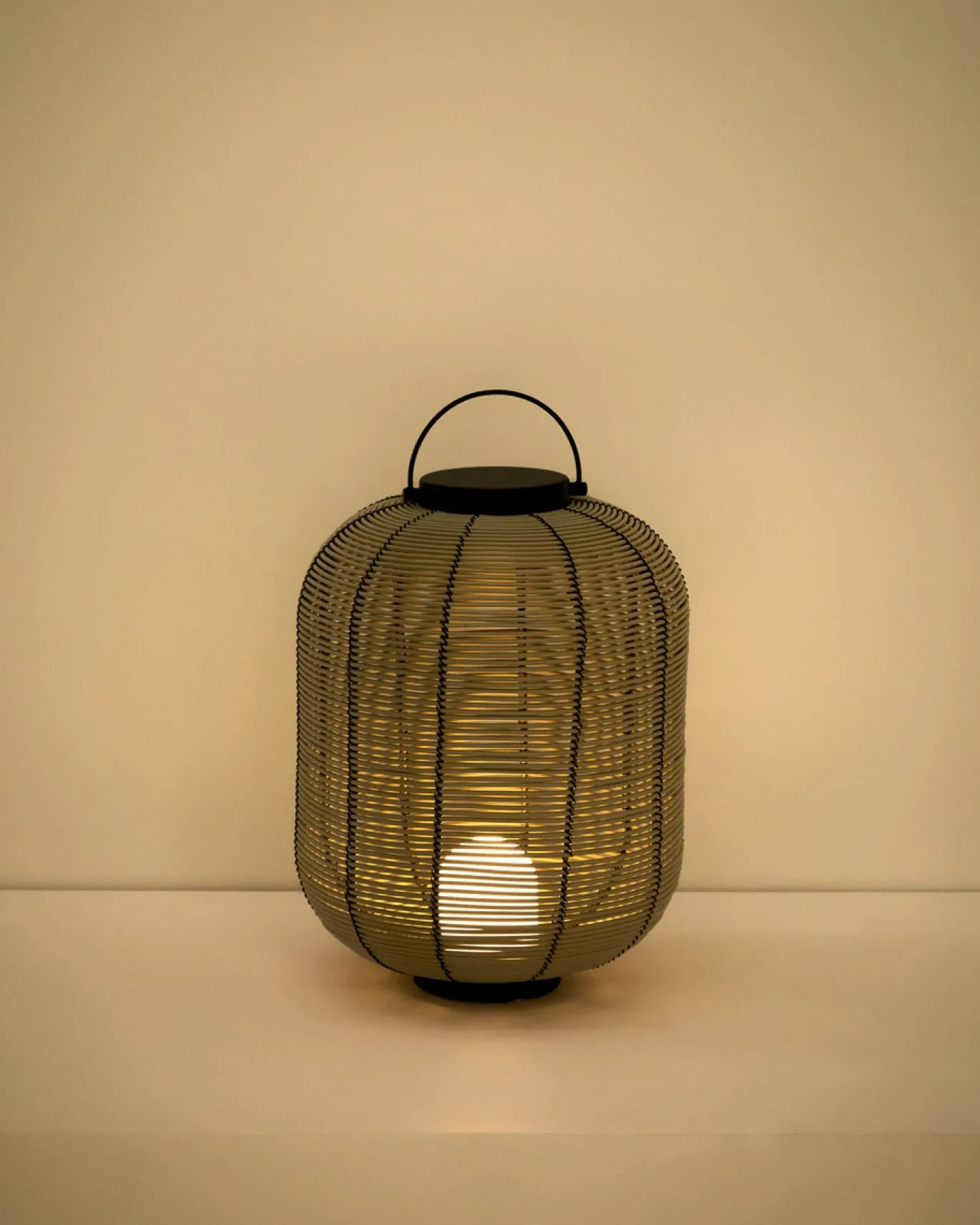 Kave Home Tafellamp Saranella Rotan Lichtgrijs Klein
