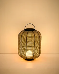 Kave Home Tafellamp Saranella Rotan Lichtgrijs Klein