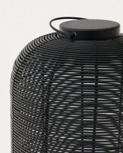 Kave Home Tafellamp Saranella Klein Draagbaar Zwart Rotan