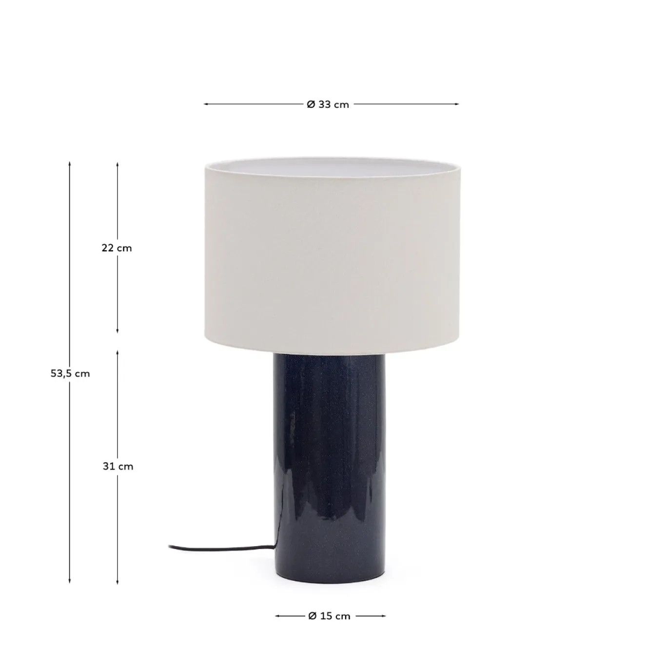 Kave Home Tafellamp Toneric Donkerblauw/Beige Ø33cm