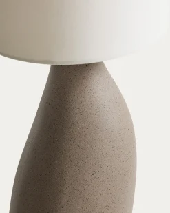 Kave Home Tafellamp Viona Groot Steeneffect en Katoenen Lampenkap 77cm