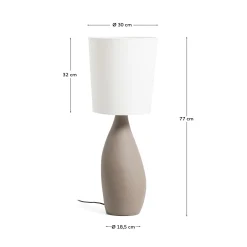 Kave Home Tafellamp Viona Groot Steeneffect en Katoenen Lampenkap 77cm