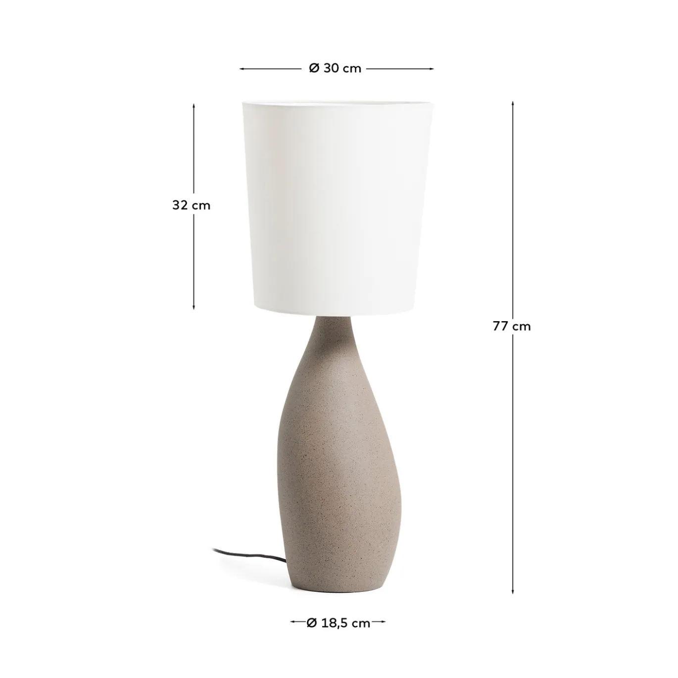 Kave Home Tafellamp Viona Groot Steeneffect en Katoenen Lampenkap 77cm