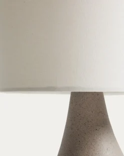 Kave Home Tafellamp Viona Groot Steeneffect en Katoenen Lampenkap 77cm
