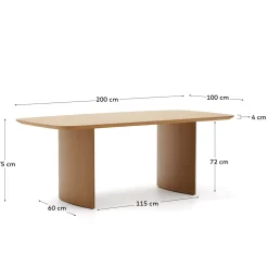 Kave Home Tafel Litto Naturel Eiken 200cm
