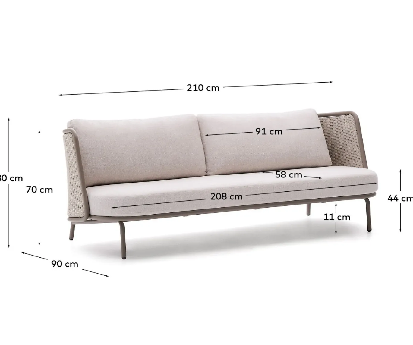 Kave Home Tuinbank Sedalis Taupe 3-Zits