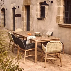 Kave Home Tuinset Sori Acaciahout Touw Grafiet 6 stoelen