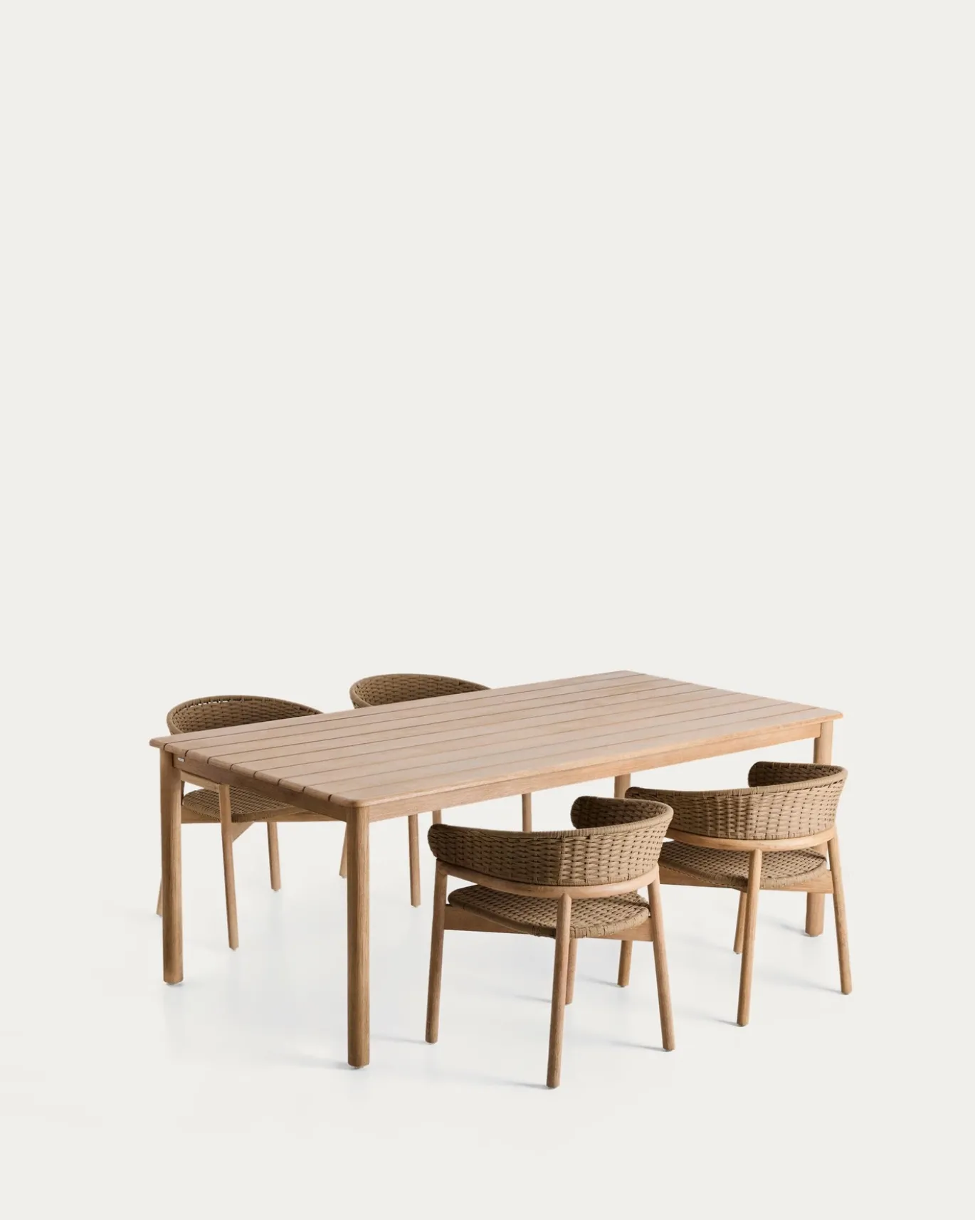 Kave Home Tuinset Sori Acaciahout Taupe Touw 4 stoelen
