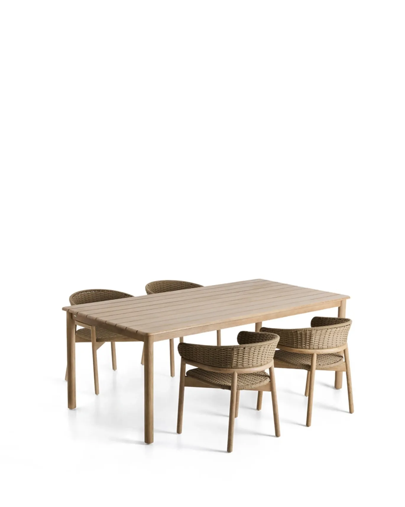 Kave Home Tuinset Sori Acaciahout Taupe Touw 4 stoelen