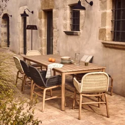 Kave Home Tuinset Sori Acaciahout Touw Ecru 6 stoelen