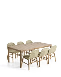 Kave Home Tuinset Sori Acaciahout Touw Ecru 6 stoelen