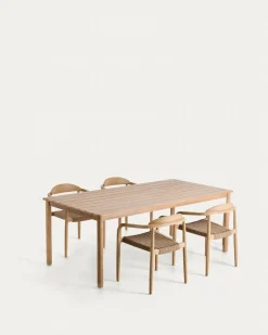 Kave Home Tuinset Sori Acaciahout Naturel 4 stoelen