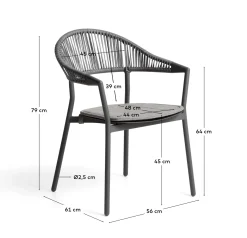 Kave Home Tuinstoel Alimia Stapelbaar Aluminium Grafiet