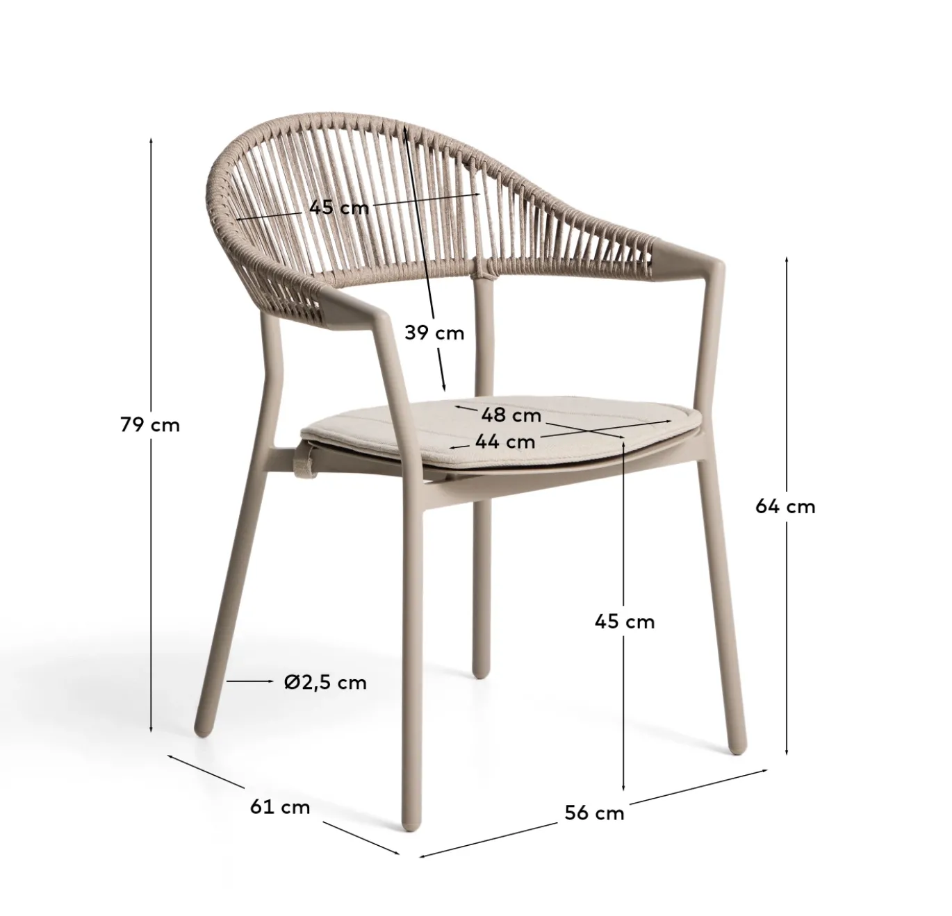 Kave Home Tuinstoel Alimia Stapelbaar Aluminium Taupe