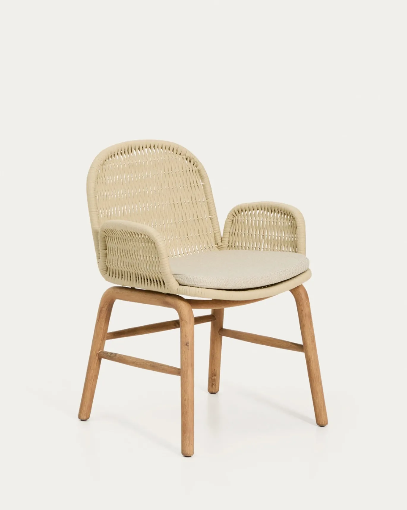 Kave Home Tuinstoel Alipa Acaciahout Beige met Armleuning