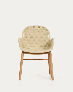 Kave Home Tuinstoel Alipa Acaciahout Beige met Armleuning