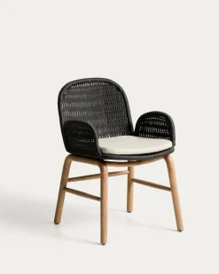 Kave Home Tuinstoel Alipa Acaciahout Grafiet met Armleuning