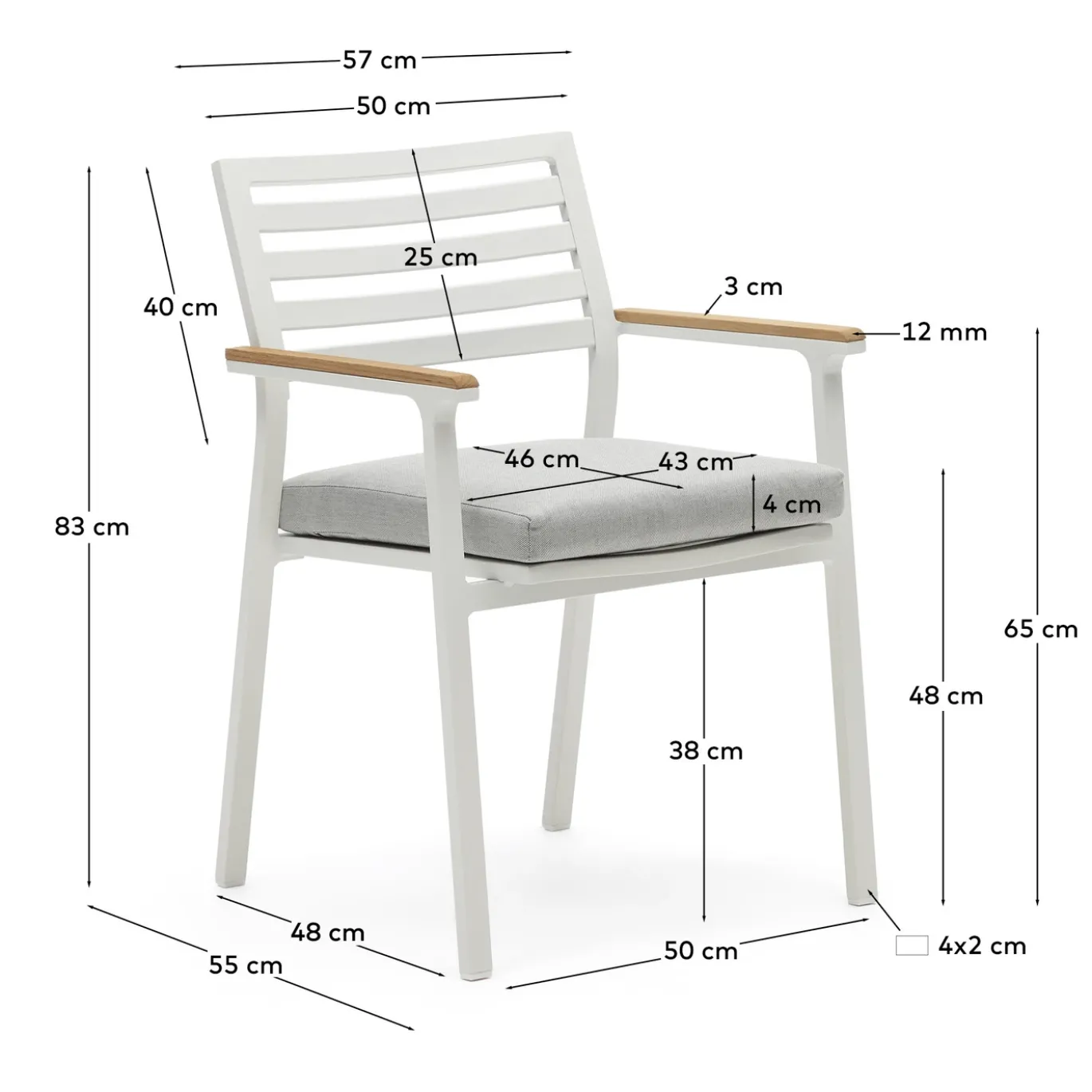 Kave Home Tuinstoel Bona Aluminium Wit