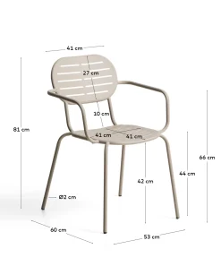Kave Home Tuinstoel Brai met Armleuning Taupe