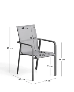 Kave Home Tuinstoel Canea Stapelbaar Aluminium Grafiet
