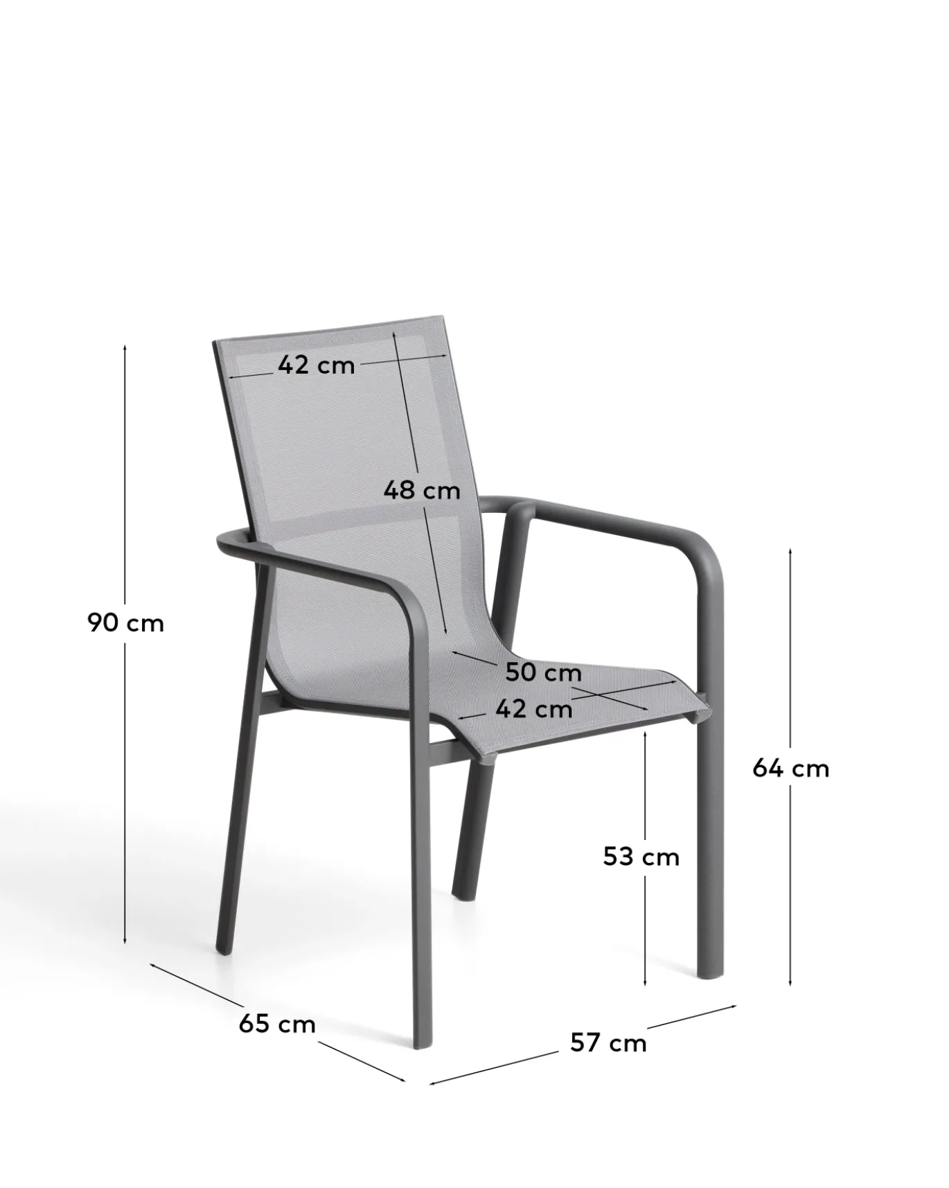 Kave Home Tuinstoel Canea Stapelbaar Aluminium Grafiet
