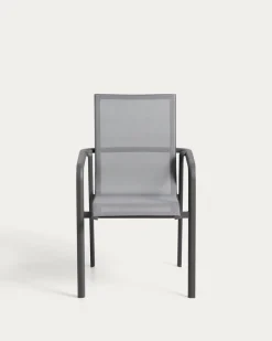 Kave Home Tuinstoel Canea Stapelbaar Aluminium Grafiet