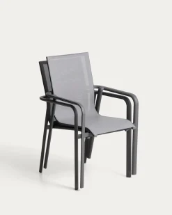 Kave Home Tuinstoel Canea Stapelbaar Aluminium Grafiet