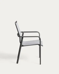 Kave Home Tuinstoel Canea Stapelbaar Aluminium Grafiet