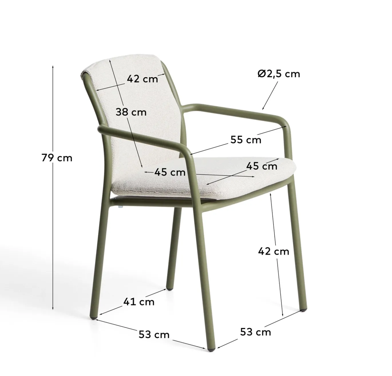 Kave Home Tuinstoel Linosa Aluminium Groen/Beige