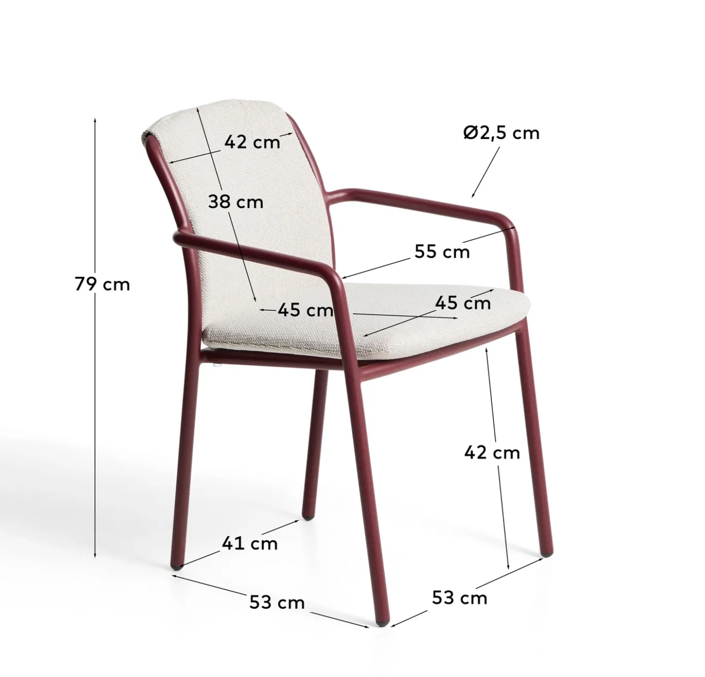 Kave Home Tuinstoel Linosa Aluminium Bordeaux/Beige