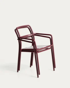 Kave Home Tuinstoel Linosa Aluminium Bordeaux/Beige