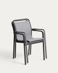 Kave Home Tuinstoel Luri Stapelbaar Aluminium Grafiet