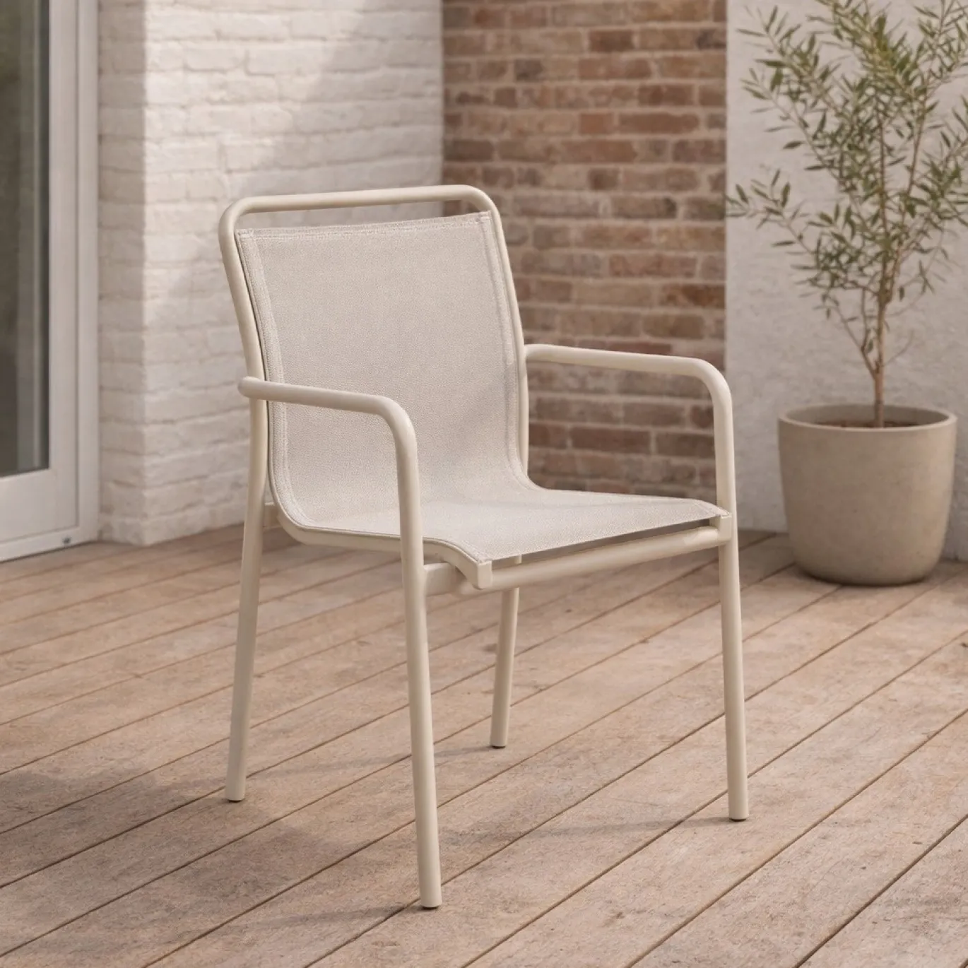 Kave Home Tuinstoel Luri Stapelbaar Aluminium Beige