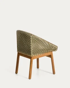 Kave Home Tuinstoel Olbia Massief Teakhout Rotan Groen