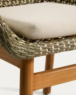 Kave Home Tuinstoel Olbia Massief Teakhout Rotan Groen