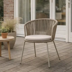 Kave Home Tuinstoel Saconca Touw Staal Beige