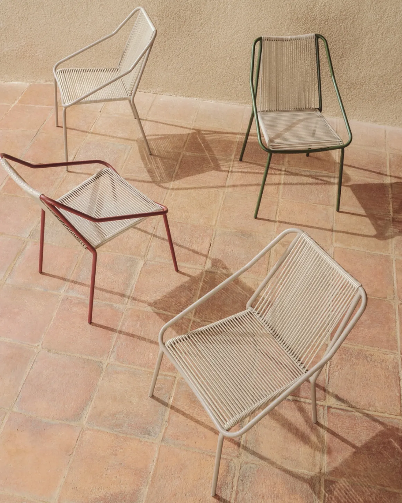 Kave Home Tuinstoel Zivia Touw Staal Ecru Taupe