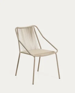 Kave Home Tuinstoel Zivia Touw Staal Ecru Taupe