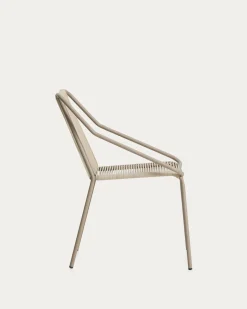 Kave Home Tuinstoel Zivia Touw Staal Ecru Taupe