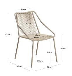 Kave Home Tuinstoel Zivia Touw Staal Ecru Taupe