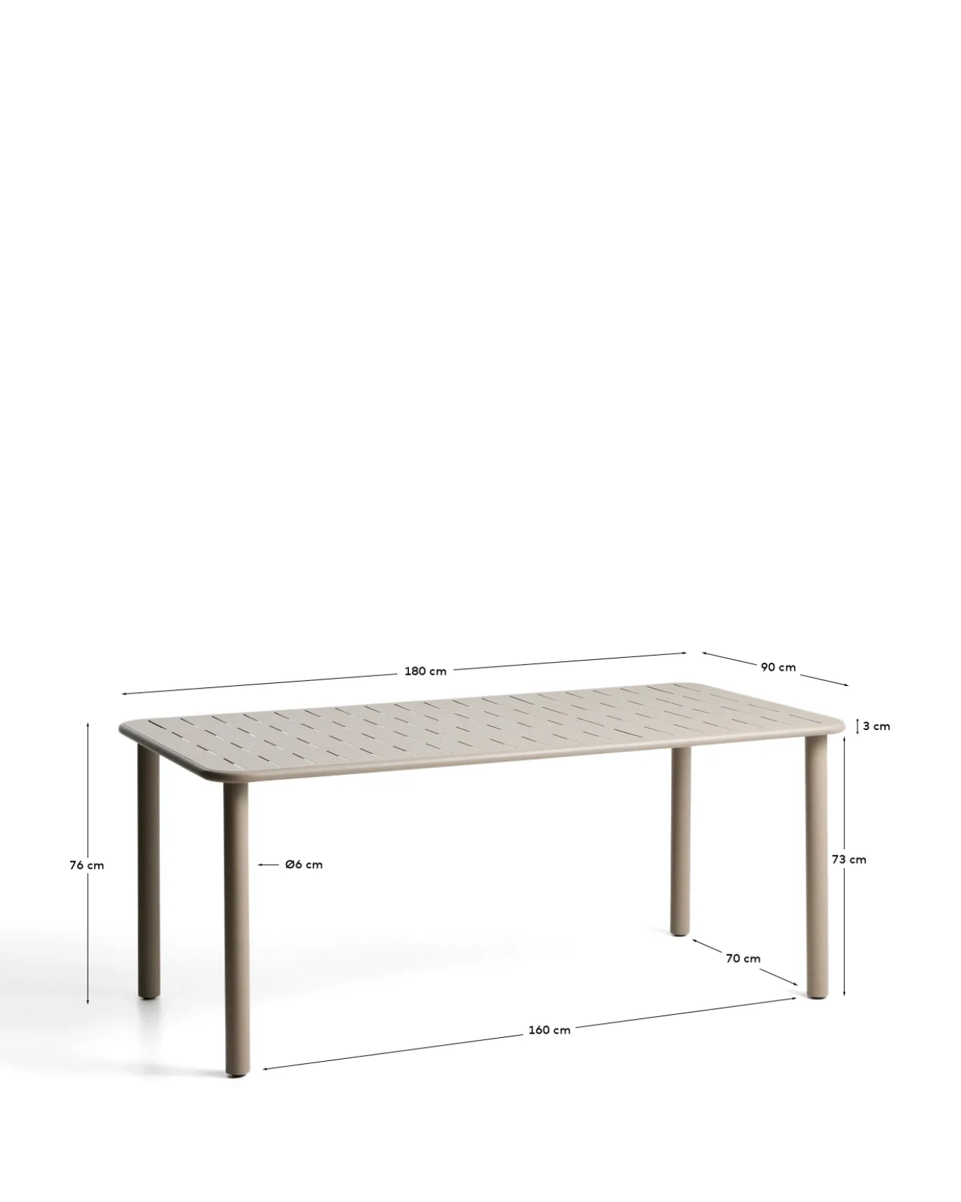 Kave Home Tuintafel Brai Staal Taupe 180cm