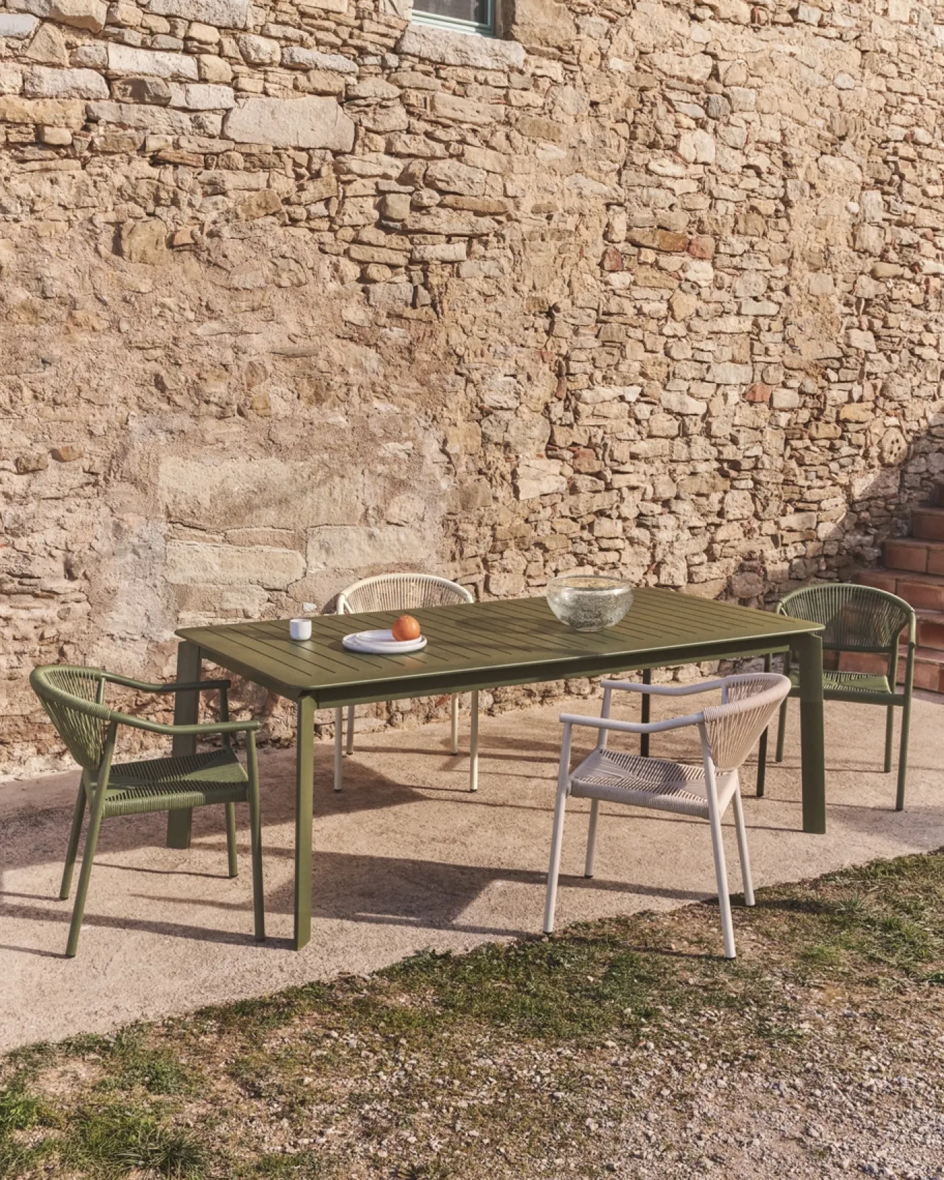 Kave Home Tuintafel Brela Uitschuifbaar Aluminium Groen 205-287cm