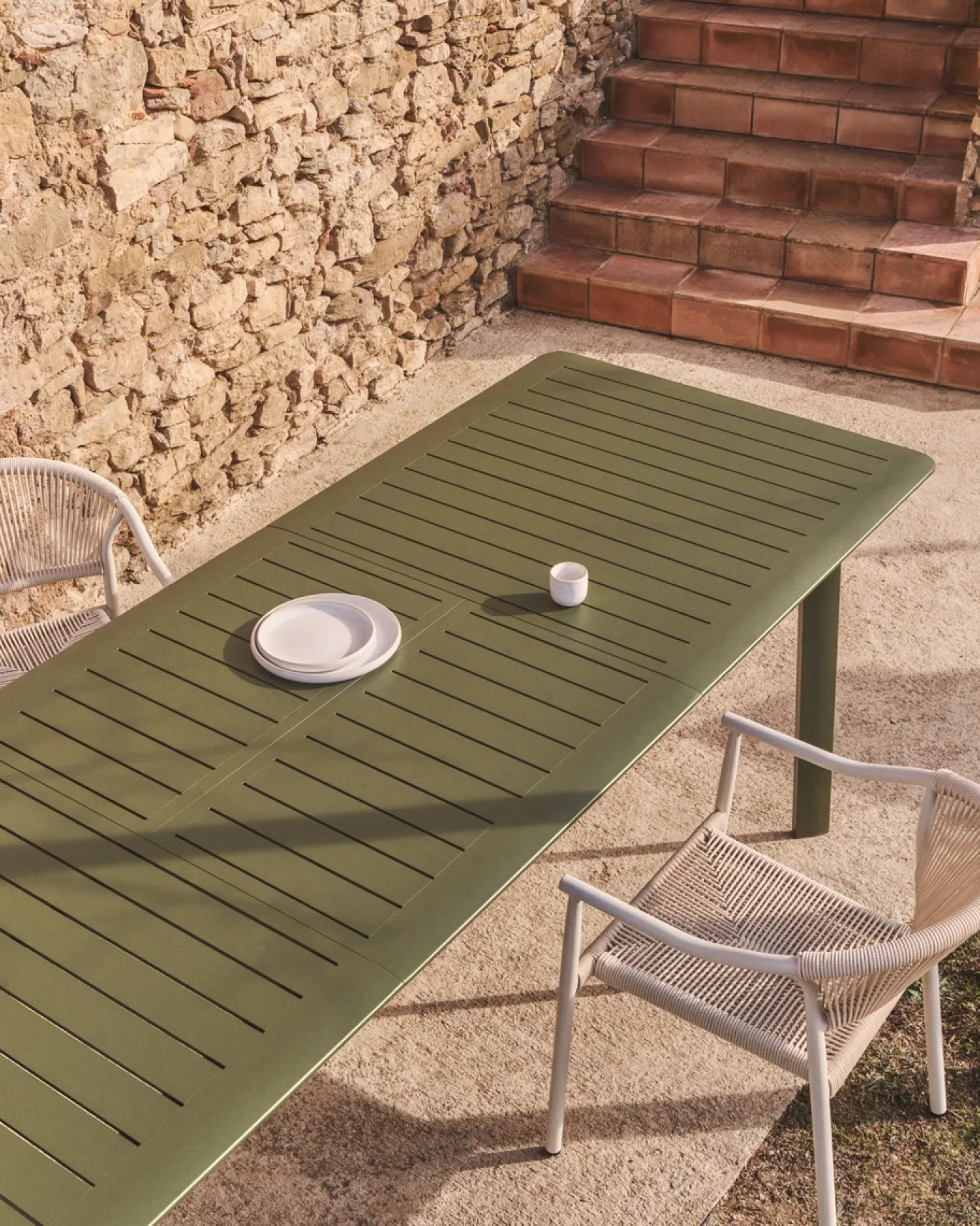 Kave Home Tuintafel Brela Uitschuifbaar Aluminium Groen 205-287cm