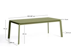 Kave Home Tuintafel Brela Uitschuifbaar Aluminium Groen 205-287cm
